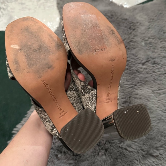 Rebecca Minkoff Black Gray Snake Print Slingback Heels - Picture 10 of 14